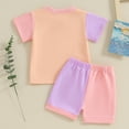 thumbnail image 3 of Bagilaanoe 2pcs Toddler Baby Boy Girl Shorts Set Short Sleeve Contrast Color T Shirt Tops + Shorts 6M 12M 18M 24M 3T Kids Casual Summer Clothes, 3 of 7