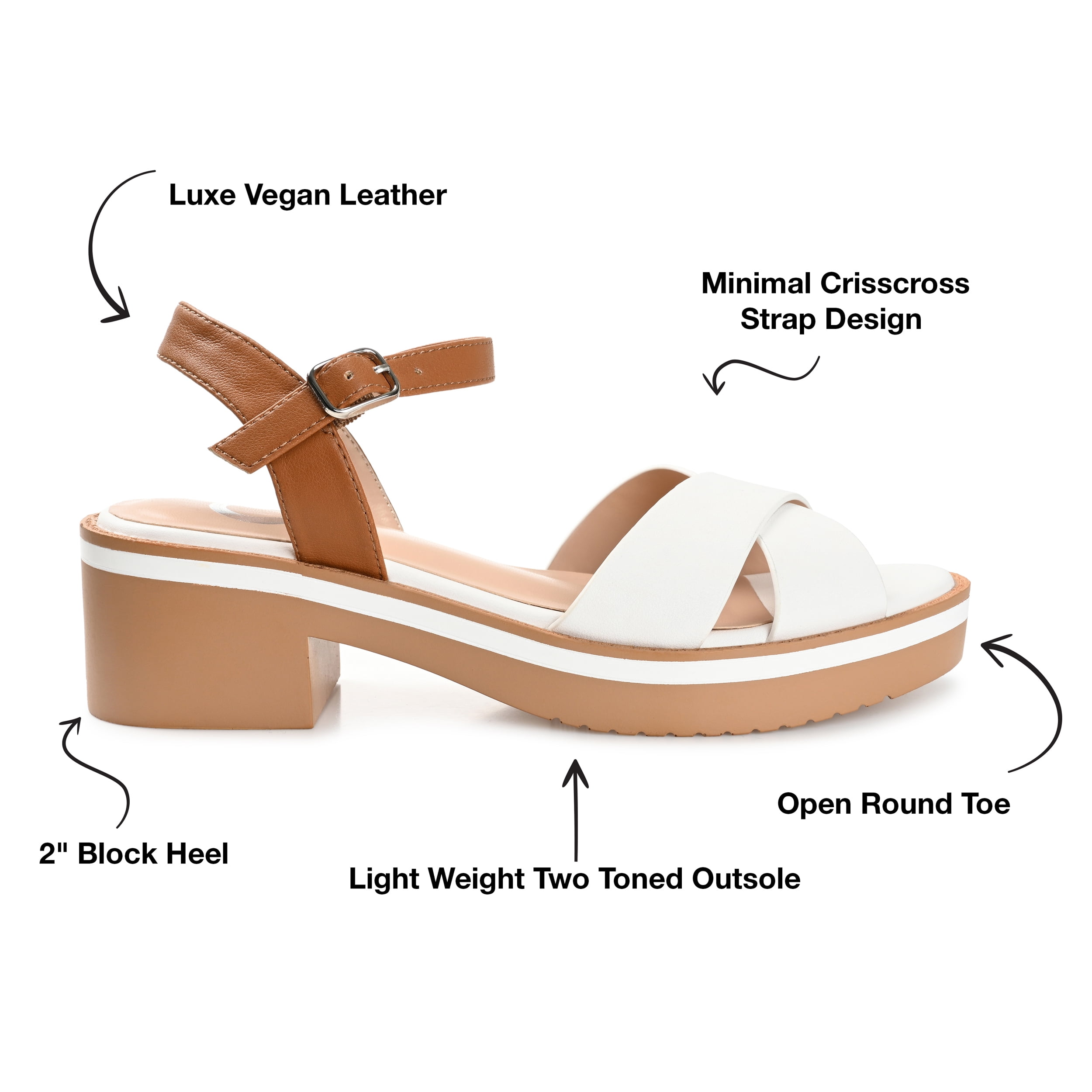 Journee Womens Hilaree Ankle Strap Low Block Heel Sandals