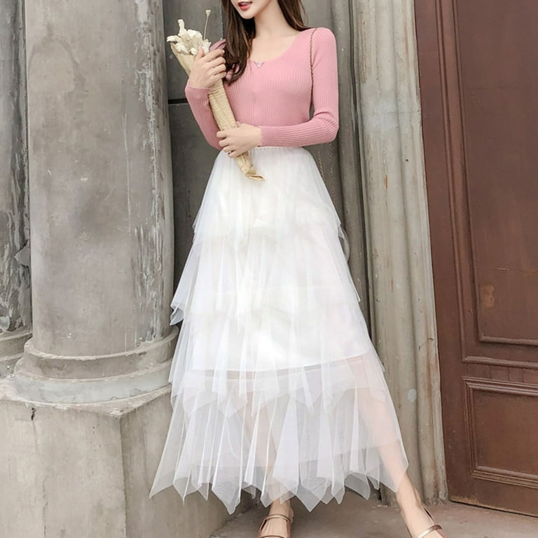 Maxi Skirt White Tutu Skirt Xl Pirouette Midi Tulle Skirt In