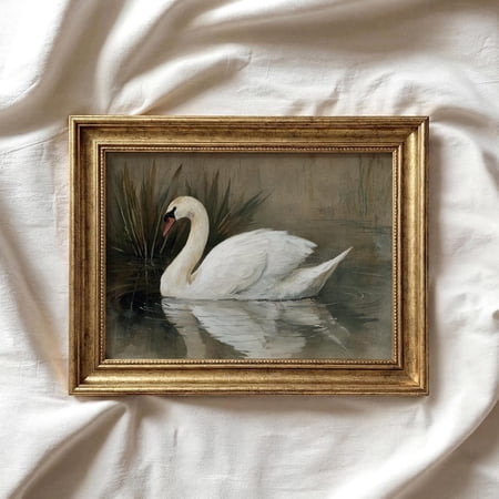 Swan Vintage Bird Neutral Lake House Decorative Interior Home Wall Art Poster