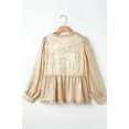 thumbnail image 4 of Solid Metallic V-Neck Puff Sleeve Babydoll Blouse, 4 of 11