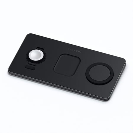 Satechi - Trio Wireless Charging Pad for Qi-Enabled Smartphones, Apple Watch, AirPods Pro and AirPods 2 - Space Gray