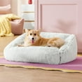thumbnail image 6 of Dog Bed Medium Size - Cute Furry Calming Puppy Beds, Rectangle Washable Indoor Pet Beds with Removable Zipper Cover, 35x25x11inches, Grey, 6 of 13