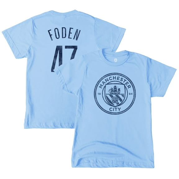Youth 1863FC Phil Foden Sky Blue Manchester City Player T-Shirt