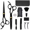 thumbnail image 1 of Juego de tijeras para cortar el cabello con tijeras de entresacar y accesorios para uso doméstico y profesional, 11 piezas, color negro., 1 of 5