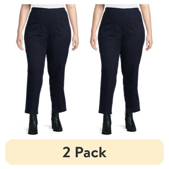 (2 pack) JMS Just My Size by Hanes Women's Plus Size 2 Pocket Pull On Pants, Single and 2 Pack