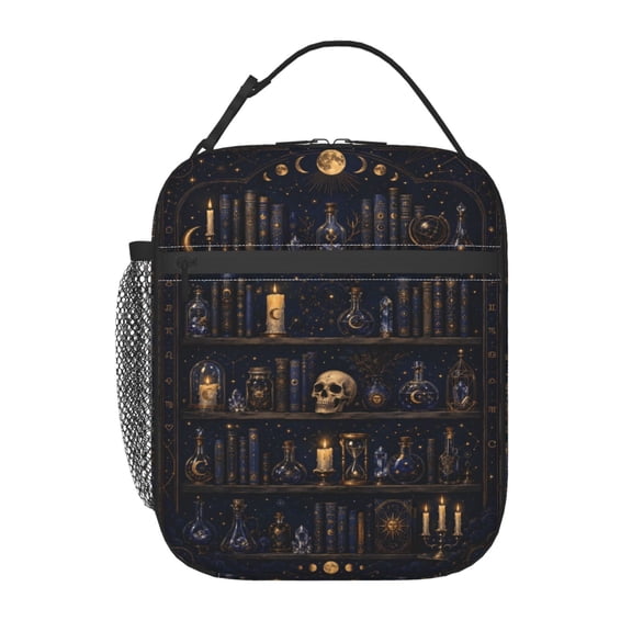 Celestial Gothic Bookshelf Lunch Bag Reusable Thermal Lunch Box with Handle for Women and Men