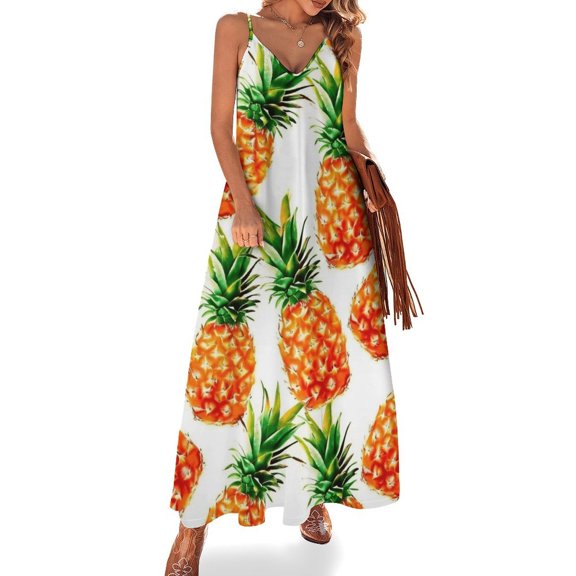 Lunarable Pineapple Sleeveless Dress Women's Luxury Party Dress Birthday Dresses for Women
