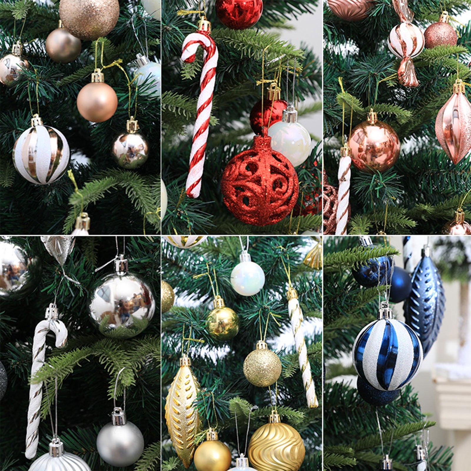 Christmas Balls Set of 40 Plastic Sphere Ornaments Hanging Crafts Decor for Xmas Tree Festival Front Door Decoration Party Props Supplies