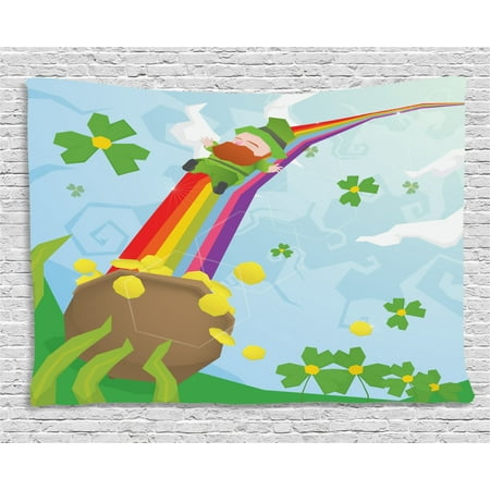 St Patrick S Day Tapestry Abstract Cartoon Happy Leprechaun