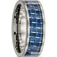 thumbnail image 4 of Titanium Polished With Blue Carbon Fiber Inlay 8mm Flat Band (Size 7.5) Made In China tb478-7.5, 4 of 5