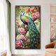 thumbnail image 1 of Cuadros Decorativos Pintura de diamante 5D DIY Taladro redondo completo Kit de pavo real AB parcial Decoración 45x75cm DQrwqpou  embutido en tela, 1 of 9