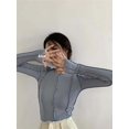 thumbnail image 1 of Camisetas de manga larga de primavera para mujer, camisetas elegantes informales con decoración de línea brillante y cuello redondo liso, camisetas suaves de alta calidad para mujer Dengxun unisex, 1 of 2