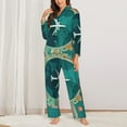 thumbnail image 3 of Wukai Around The Planet Print Women's Pajama Set - Soft Long Sleeve Sleepwear for Comfort and Style-X-Large, 3 of 9