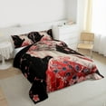 thumbnail image 3 of Homewish Tradition Geisha Girl Full Size Comforter Sets,Japanese Ukiyo-E Bedding Comforter Set,Red Black Bedding Sets For Men Women,Microfiber Bedroom Decor Reversible,3pcs, 3 of 8