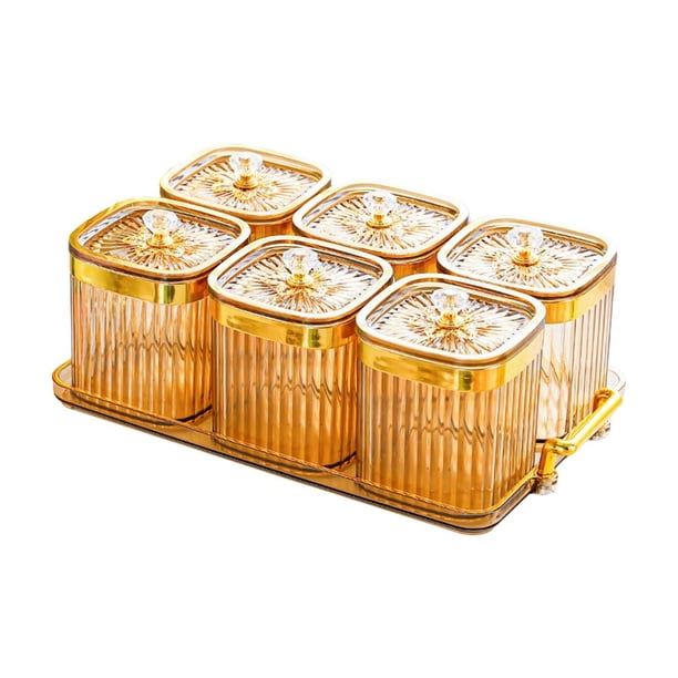 Bandeja para frutos secos con tapa, plato para aperitivos, caja para almacenar alimentos, para servir frutos secos y dulces. Oro
