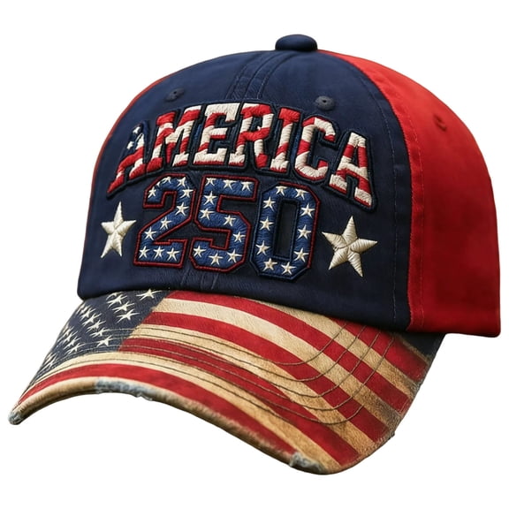 WUANDIXFA Cute Hats for Women 250 Anniversary USA Hat Embroidered Adjustable 250 Anniversary USA Hat, Patriotic Baseball Cap Navy,One Size