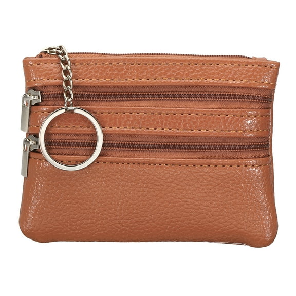 REGALWOVEN 4.7" x 3.5" Coin Purse Pouch, Leather Change Purses Small Organizer Bags, Brown