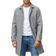 thumbnail image 2 of Miqool Mens Trench Coat Turndown Collar Button Down Long Sleeve Mid Length Winter Casual Business Outerwear Overcoats with Pockets M-XXXL, 2 of 9