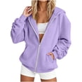 thumbnail image 4 of BUIGTTKLOP Zip up Sweatshirt Women 2026 Casual Long Sleeve Zipper Hoodies Fall Oversized Track Jackets with Pockets, 4 of 8