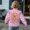 thumbnail image 4 of Yuyamidu Capybara Sweatshirt Girls Size 7-8 Pink Crewneck Sweatshirts Cute Animal Graphic Ruffle Shoulder Long Sleeve Pullover Tops for School Outdoor Daily Wear, 4 of 8