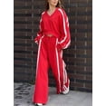 thumbnail image 3 of Women'S Casual Long-Sleeved Pants Two-Piece Set Red M, 3 of 5