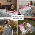 thumbnail image 3 of Pink Gray Beach Coastal Throw Blankets, Abstract Geometric Ocean Waves Soft Fleece Blanket Decorative for Home Sofa Couch Chair Living Bedroom, 50x60 inches,, 3 of 8