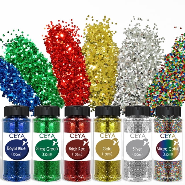 Lentejuelas de uñas Ceya Bulk Craft Glitter, 6 colores, 720 g, tamaño mediano