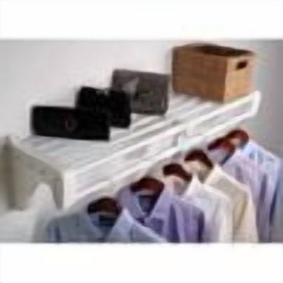 EZ Shelf from Tube Technology 28"-50" Expandable Closet Shelf and Rod Hanging, White