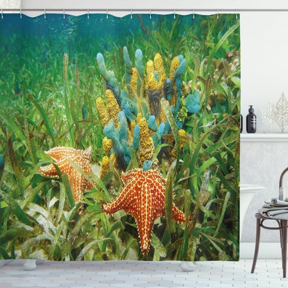 Ambesonne Starfish Shower Curtain, Underwater Life, 69"Wx75"L, Multicolor