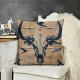 thumbnail image 2 of Ollo0ord Western Cowboy Throw Pillow Cover Bull Skull Square Cushion Case Set Style Throw Porch Pillows Cases for Couch Sofa Living Room,Southwest Retro Brown Pillowcases, White, 2 of 5