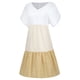thumbnail image 5 of Qucoqpe - Vestido corto informal de talla grande para mujer, de verano, holgado, a la moda, con cuello en V, rayas, lunares, manga corta, volantes, dobladillo escalonado, de lino, para playa y sol,, 5 of 5