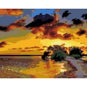 Comes With Frame Diy Digital Painting Kits Natural Environment Orange Ecoregion Nature Landscape Body Of Water Vegetation Biome 40X50Cm