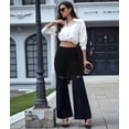 thumbnail image 4 of Cargo Pants for Women Stretch High Waisted Straight Wide Leg Jean Casual Baggy Pants Black XL, 4 of 10