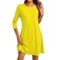 thumbnail image 2 of LISTHA Women's 3/4 Sleeve A-line and Flare Midi Long Dress Yellow 2XL, 2 of 6