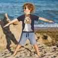 thumbnail image 3 of FORMRS Boys Rash Guard with Short Sleeves UPF 50+ Swim Shirts Sizes 3-12T, Yellow Halloween Dog, 3 of 6