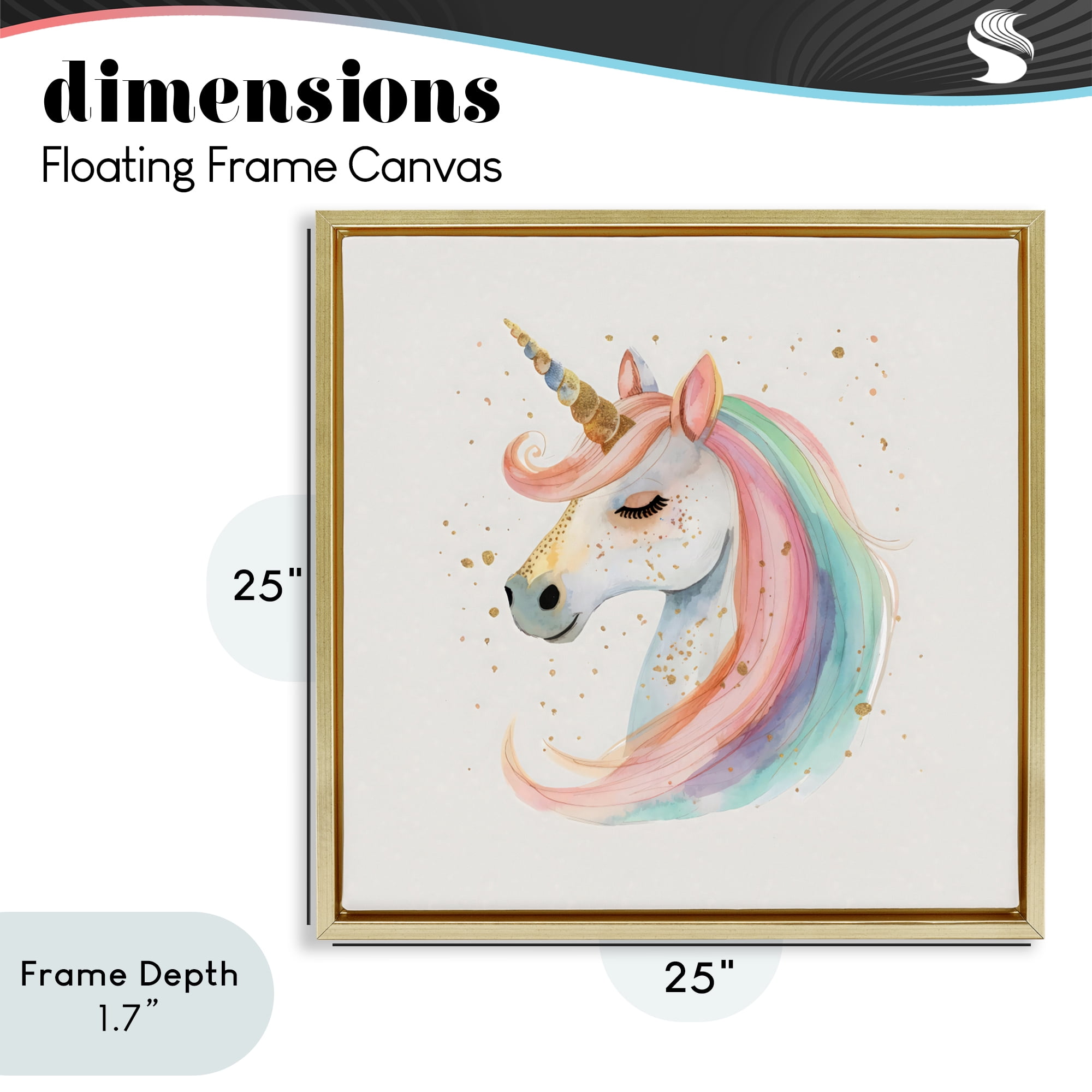 Stupell Industries Gold Accented Unicorn Gold Framed Floater Canvas Wall Art, design by Creative Studio