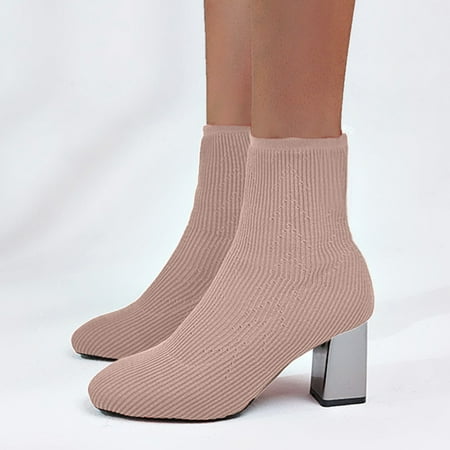 

Womens Boots Fashion Women s Casual Shoes Breathable High Heels Outdoor Leisure Short Boots Khaki 7.5 Boots for Women