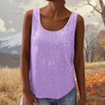 thumbnail image 2 of Sparkly Sleeveless Tank Camisole Loose Round Neck Party Tops Color: Light Purple Size: XXL, 2 of 6
