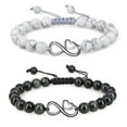 thumbnail image 1 of COAI Howlite Black Obsidian Stone Matching Couples Bracelets with Infinity Charm, 1 of 6