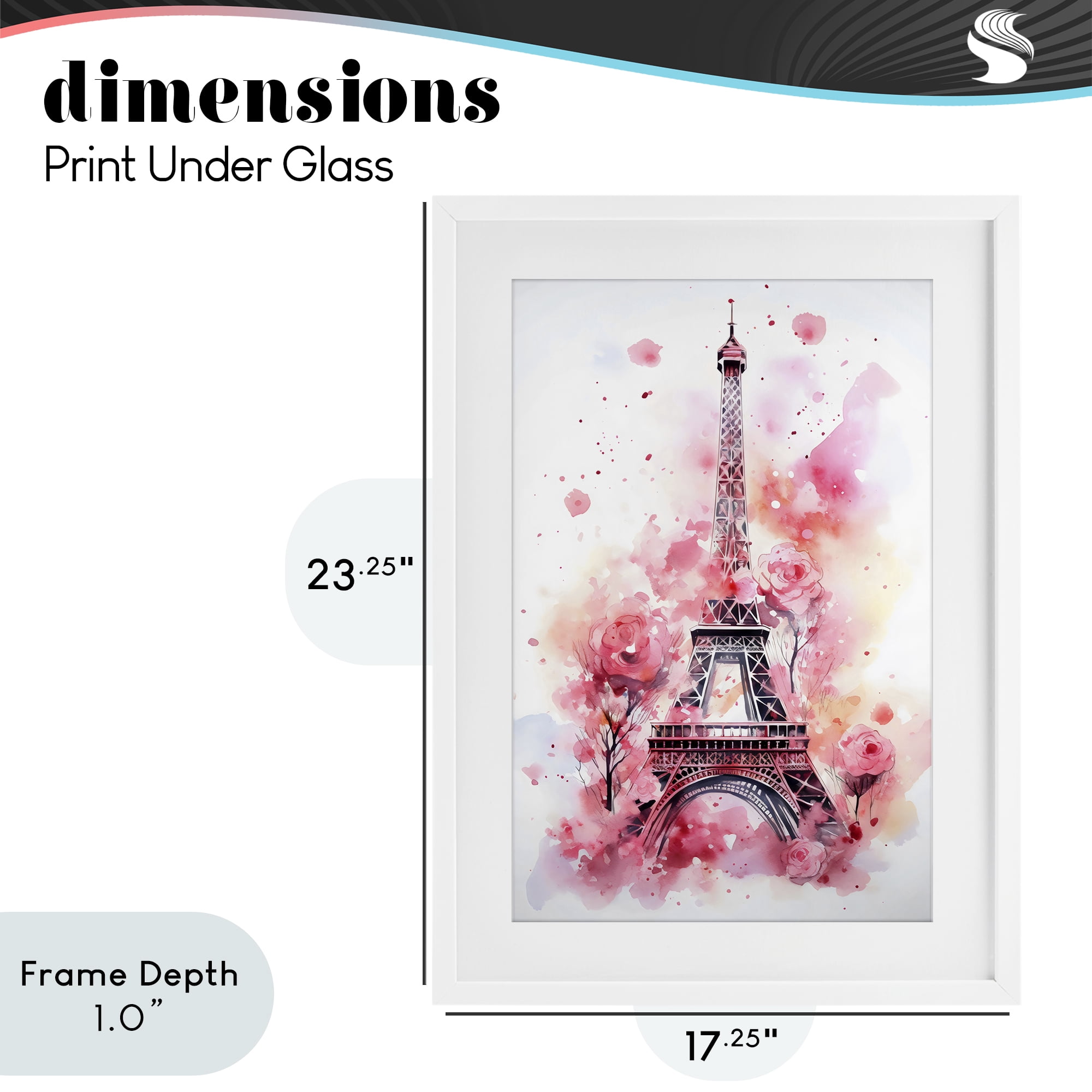 Stupell Industries Eiffel Tower In Roses White Framed Print Under Glass, design by Creative Studio