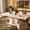 Faux marble texture, variant on Shaiailed 63"-78.7" Beige Oval Extendable Dining Table with Travertine Finish,Minimalist Dining Table with Wooden Strip Base,Wood Kitchen Table Family Living Room