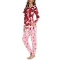 thumbnail image 2 of Renewold Cozy Pajamas for Women 2 PCS Butterfly Pj Top and Pants with Pokckets Skin Friendly Red Hearts Sleepwear Nightwear Set Size L Valentine's Day Gifts, 2 of 4