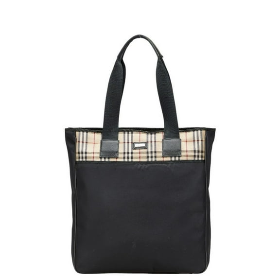 Pre-Owned Burberry Nova Check Tote Bag Shoulder Black Beige Nylon Canvas Women's... (Good)