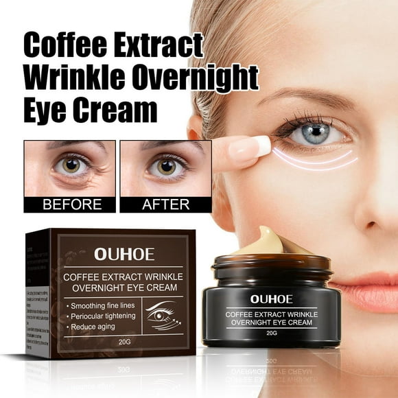 Crema de ojos antienvejecimiento con extracto de café 20 g - Tratamiento nocturno para ojeras, hinchazón, líneas finas y arrugas - Crema hidratante de colágeno para ojos cansados - Fórmula
