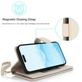 thumbnail image 3 of Wallet Case for iPhone 16, RFID Blocking Flip Cover with 7 Card Slots, Cash Compartment, Magnetic Closure, and Hands-Free Stand, Slim Protective Phone Case with Wrist Strap,Apricot, 3 of 6
