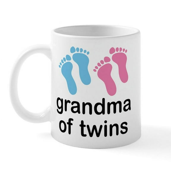 CafePress - Grandma Of Twins Boy Girl Mugs - 11 oz Ceramic Mug - Novelty Coffee Tea Cup