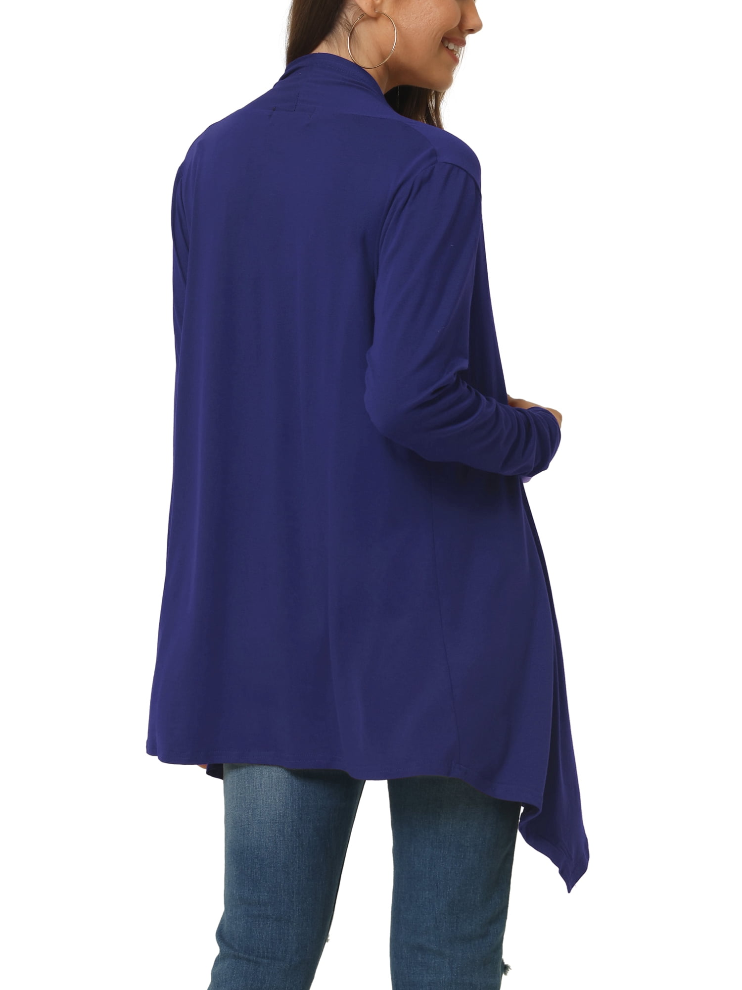 Unique Bargains Women's Spring Fall Draped Open Front Lightweight Cardigan Shrugs Boleros S Royal Blue