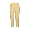 thumbnail image 5 of Mifsaly Capris Pants for Women Hollow Out Lace Detail High Waisted Capri Leggings Soft Comfortable Flattering Everyday Wear Casual Summer Clothes Beige,XXXL, 5 of 6