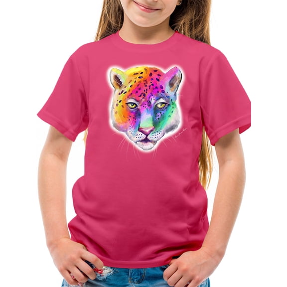 Leopard In Rainbow T-Shirt Juniors -Rose Khan Designs,  Small
